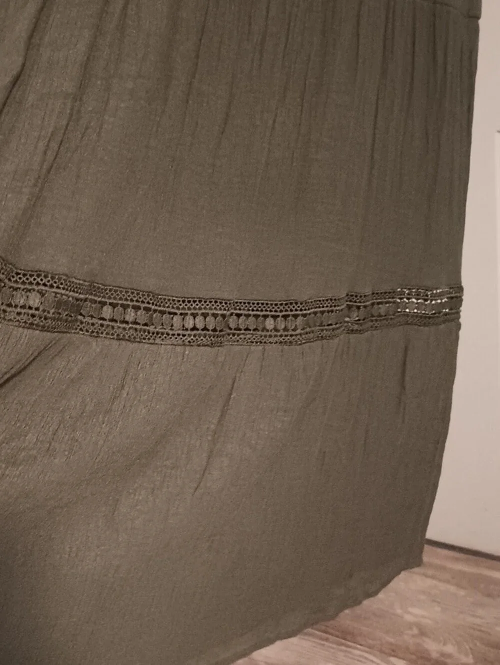 Indigo Rose Sleeveless Olive Maxi Dress with Lace Trim - Picture 7 of 10